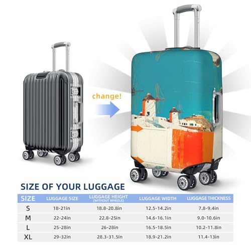 VOSERY Luggage Cover Protector Suitcase Cover - Colorful Greek Windmills High Elasticity Suitcase Covers Protector for Luggage (No Luggage)2