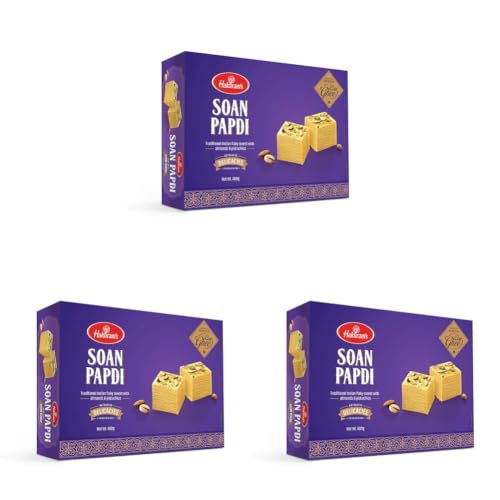 Image of Haldiram's Cow Ghee Soan Papdi, 400Gm, Indian Sweets Diwali Gift Pack (Pack of 3)