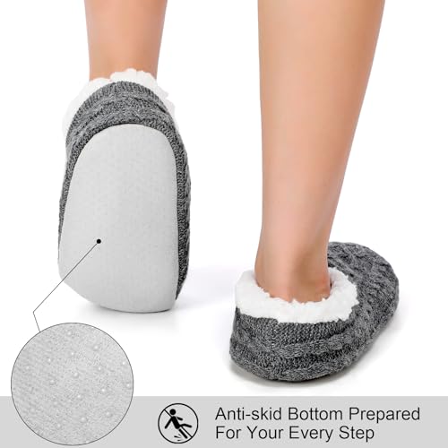 Eurzom 4 Pairs Fuzzy Soft Sole Slippers for Women Indoor House Slippers with Non Slip Bottoms for Winter Cozy Gift3