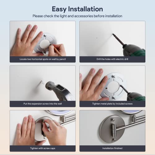 Rocollos Rechargeable Wall Mounted Lighted Makeup Mirror thumb #7
