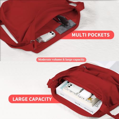 Image of Women's blank large Size Canvas Crossbody Tote Handbags Shoulder Bag Hobo Casual Tote Diy /gifts