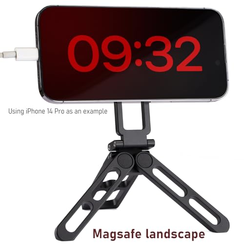 for MagSafe Pocket Tripod Stand – Universal Phone Tripod for iPhone 16/15/14/13/12 Series | Adjustable Angle, 20 N52 Strong Magnets, Full Metal Build, Foldable & Mag Case Compatible