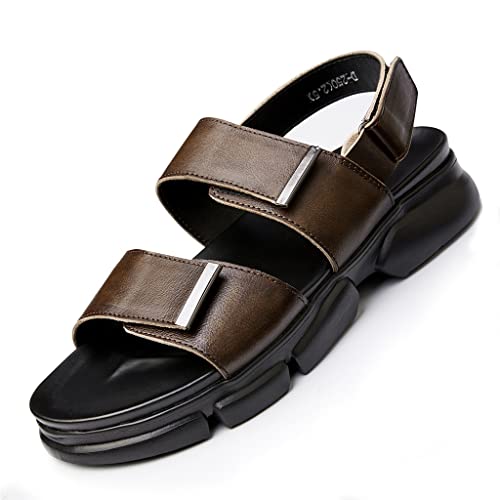 Men's Sandals Thick-Soled Leather Soft-Soled Beach Shoes Casual Breathable Outerwear All-Match Sandals(39 Code)