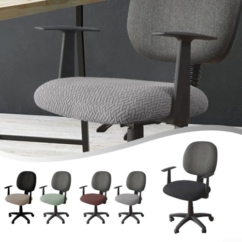 Miniatura 5 de Eawfgtuw Funda Elástica Para Silla De Oficina Jacquard En Forma De T, Protector De Asiento De Tela Elástica Con Correas Inferiores Gruesas, Funda Decorativa Moderna Para Hotel Beige