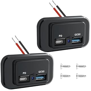 Nilight 2 Pack Quick Charge Socket Panel 12V 24V Dual USB Outlet PD Type C QC3.0 Surface Mount Car Charger 48W Fast Waterproof for Automotive RV Marine Boat Motorcycle Truck