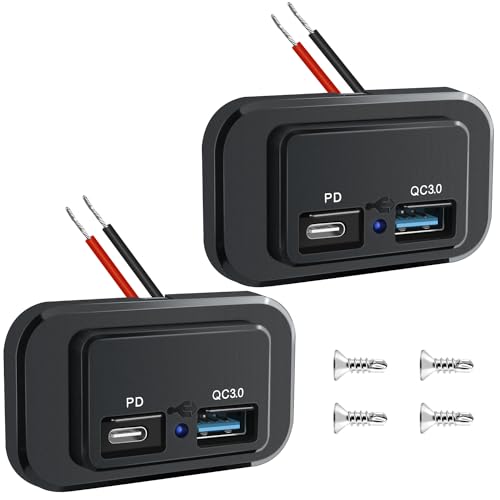 Image of Nilight 2 Pack Socket Panel 12V 24V Dual USB Outlet PD Type C QC3.0 | Surface Mount 48W Fast Waterproof for Automotive RV Marine Boat Motorcycle Truck
