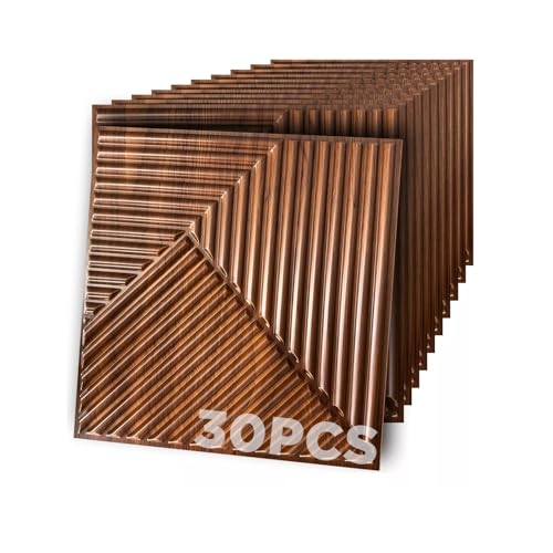 La Mejor Recopilación de Decoración de pared comprados en linea. 44 CHUCI 30Pcs Paneles Decorativos 3d para Pared, 30x30cm con Cinta de Doble Cara 50M Decorativos Para Paredes, Ideal para Decoración de Paredes Interiores(Caoba)