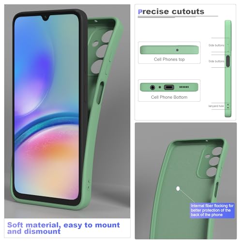 THIYUFUNS Case for Samsung Galaxy A05s 4G with 2 Tempered Glass Screen Protector, Galaxy A05s Case Silicone Slim Fit Shockproof Anti-Scratch Compatible with Samsung Galaxy A05s 4G - Green - Image 3