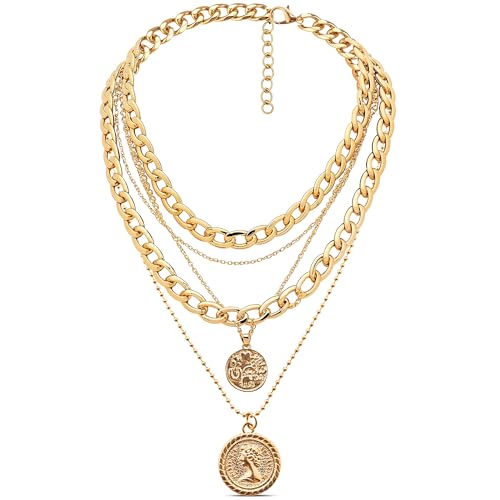 Zadin Gold Plate Pirate Jewelry Necklace For Women, Chunky Accessories Jewels Costume De Piratas Para Mujer