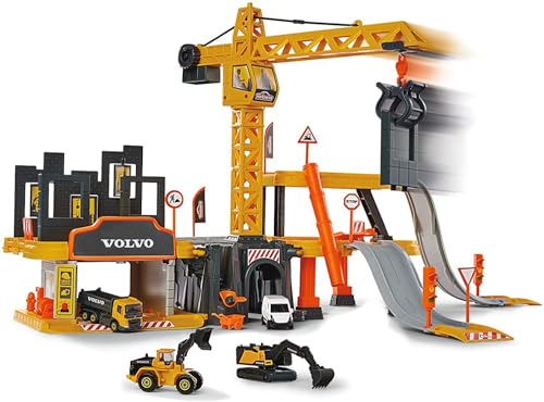 Majorette Creatix Grand Chantier Kit de Jeu de Chantier avec 5 véhicules de Chantier Volvo Grue Tunnel Garage Trois Niveaux pour garçons et Filles à partir de Jaune - vue 6