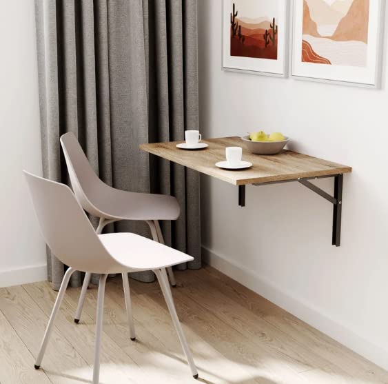 Folding Wall Mounted Table & Shelf, Size 24 x 16 inches Use for Laptop Desk, Bedside, Breakfast in Kitchen, Work from Home Table & Kitchen Shelf (Beige)-picture-14