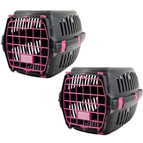 2x Caixa De Transporte Black Para Cães Gatos Coelhos Cahorro N2 Pet (RosaPreto)