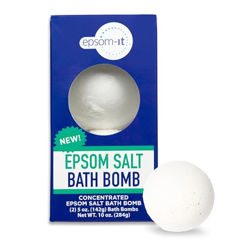 Epsom-It Epsom Salt Bath Bomb - Magnesium Sulfate Epsom Salts for Soothing and Refreshing soak, Recovery Magnesium Bath Soak for Women & Men, Unscented, 2-Pack