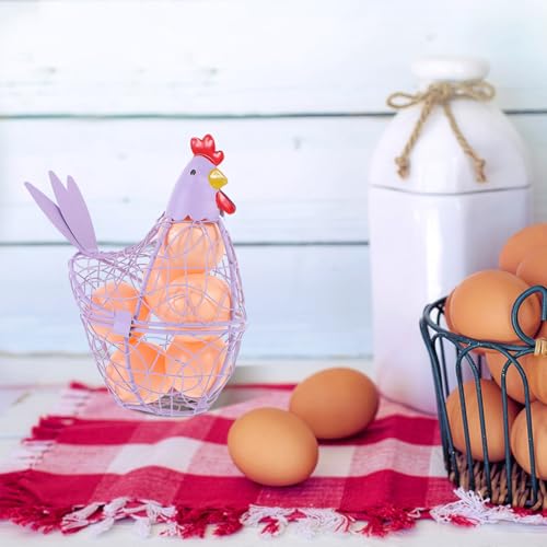 Cesta de huevos de metal decorativa violeta para almacenamiento de frutas 5