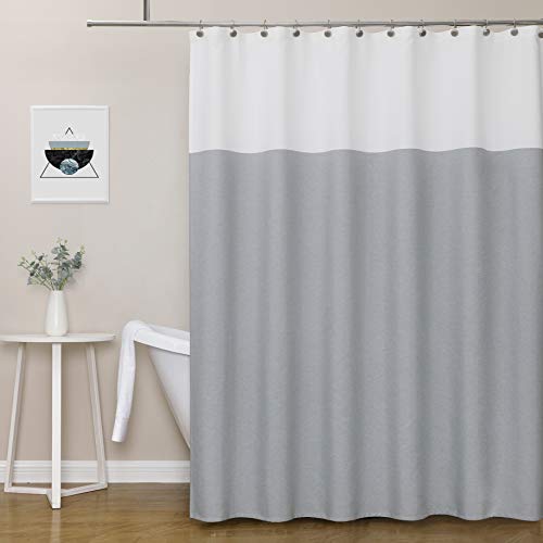 West Lake Grey Color Block Shower Curtain, Water Resisitant Washable Polyester Fabric Décor, Colorblock Bathroom Curtain Grommet Top, 70''X72'', Gray And White #TOP4