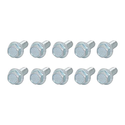 Image of METALLIXITY Flanged Hex Head Bolts (3 /8-16 x 1) 10pcs, Hexagon Serrated Flange Bolt Carbon Steel Screw - for House Construction Hardware Fasteners