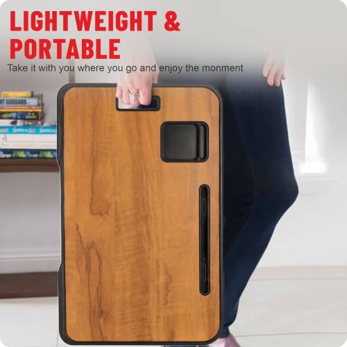 Image of TEKCOOL Smart Multipurpose Foldable Laptop Table with Cup Holder, Study Table, Breakfast Tables, Foldable and Portable /Ergonomic & Rounded Edges /Non-Slip Legs (Wood NEW)'
