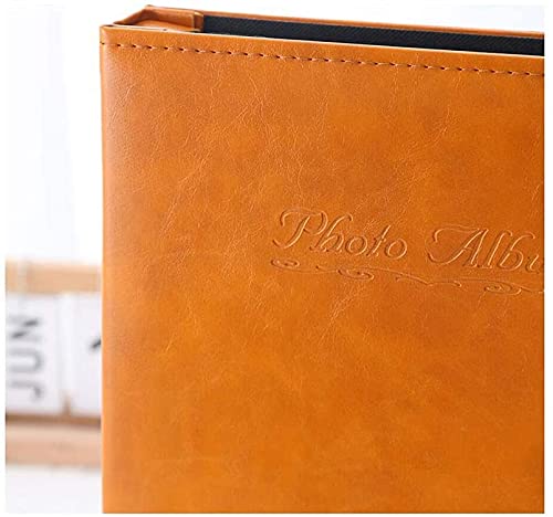 Skórzany album fotograficzny, brązujący rzemiosło, 15 cm 800 zdjęć, odpowiedni dla rodziny, na ślub, książka z nagraniami rozwoju dziecka (kolor: pomarańczowy)