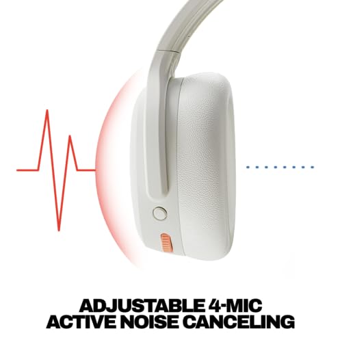 Image of Skullcandy Crusher ANC 2 Wireless Over-Ear Bluetooth Headphones with Multi-Sensory Bass, Active Noise Cancelling, Up to 60 Hours Battery, Microphone for iPhone Android - Bone