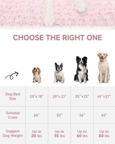 Image of KSIIA Washable Dog Bed Medium Size Dog Crate Bed Plush Pet Mat 29 inchx21 inch Pink | Deluxe Plush Comfy Kennel Pad, Anti-Slip Bottom,Deep Sleeping Mat for Medium Dogs,Machine Washable for Easy Cleaning