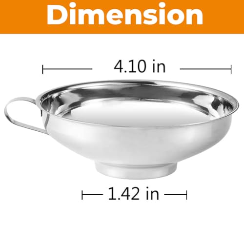 Image of Curated Cart Small Canning Funnel for Wide Mouth and Regular Mason Jars, Stainless Steel Kitchen Use Funnels with Strainer for Filling Bottles, Metal Funnel Set for Oil, Powder, Jam, Grains
