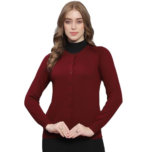Image of Monte Carlo Women Regular Fit Full Sleeve Solid Round Neck Winter Cardigan (Pack of 1)