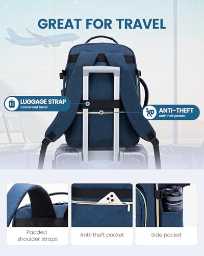 Image of LOVEVOOK 40L Travel Backpack Flight Approved Carry on Backpack,3 Packing Cubes,Waterproof Personal Item Travel Bag,TSA Carry on Luggage Suitcase Travel Essentials,Gifts for Women & Men,fits 17 inch Laptop