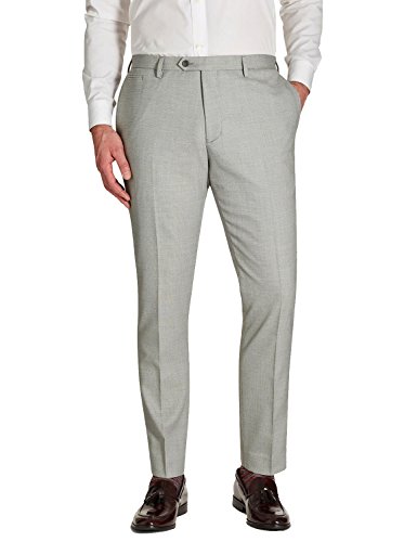 HBDesign Mens Casual Fashion Slim Fit Flat Straight Iron Free Pants Light Grey