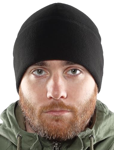 2SBR 2SABERS Fleece Winter Warm Watch Cap - Mens Outdoor Cold Weather Skull Beanie Hat Black