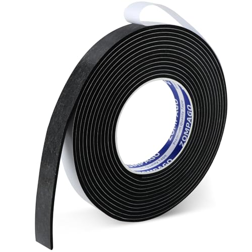 Image of ZOMPAGO Foam Tape Weather Stripping, 0.8in x 16.4FT Black Single Sided Adhesive Rubber Seal Strip, Window Gap Filler & Door Seal Weatherstripping for Doors, Exterior Window Gasket Door Insulation