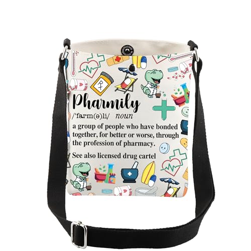 CMNIM Pharmacy Tech Gifts Funny Pharmily Crossbody Bag Pharmacist Pharmacology Shoulder Purse Pharmacy Student Grad Gifts