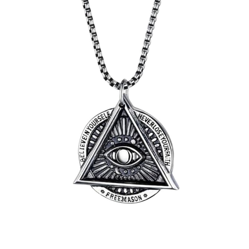 Shiv Jagdamba Men Stainless Steel Necklace All Seeing Eye Illuminati Eye of Providence Pyramid Amulet Ancient Symbol Pendant Chain SilverShivBLR92 (B0D3PS41CX) Amazon Price History, Amazon Price Tracker