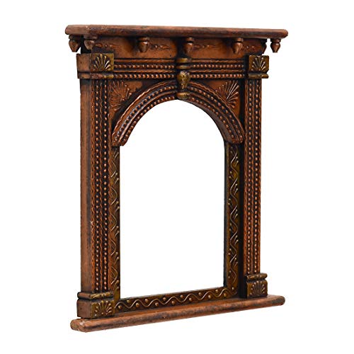 Image of DESERT ART Traditional Hand-Painted Wooden Jharokha Wall Art Frame 9 * 12 - Decorative Wall Hanging for Living Room, Bedroom, Hall, Office