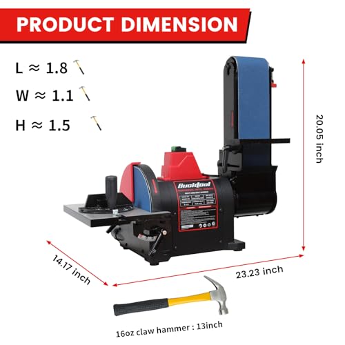 BUCKTOOL Pro 1HP Bench Belt Sander for Metal Working, 4 x 36 in Belt and 8 in Disc Sander with 1HP Direct-drive Motor, Benchtop for Metalworking, BD4801-M