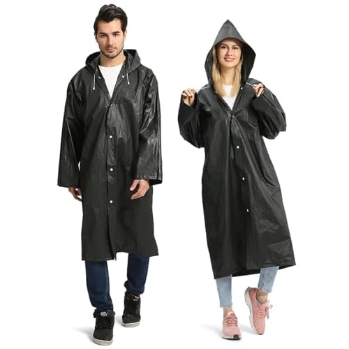 Opret 2 Pack Raincoats for Adults Reusable, EVA Rain Ponchos Lightweight Rain Coat Waterproof Rain Gear for Men and Women