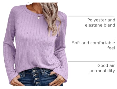 Image of Dokotoo Womens Tops Long Sleeve Lightweight Shirts 2026 Spring Fashion Clothing Trendy Tops Crewneck Knit Basic Tee