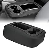 Vigoraze Center Console Jump Armrest Seat Top Cover Black Leather Compatible with Chevy Silverado Tahoe Suburban for GMC Sierra Yukon 2007 2008 2009 2010 2011 2012 2013 Jump Seat,with Zipper Design