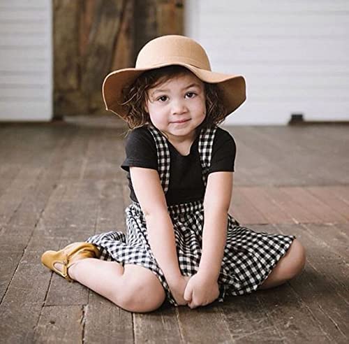 Vintage Fedora Floppy-Hat Kids Girl's Wide Brim Felt Bowler-Hat for 3-8 Years Old4