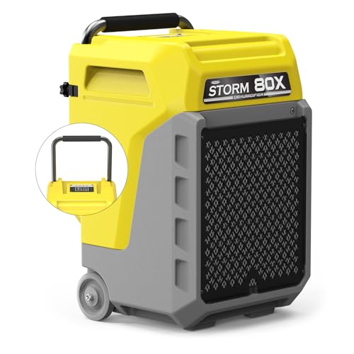 Image of ALORAIR 170 PPD Commercial Dehumidifier with Pump & Drain Hose, LGR Industrial Use, Portable Dehumidifier with Wheels for Water Damage Restore, 6 Year Limited Warranty, Storm 80X (Yellow)