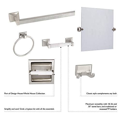 Image of Design House 539189 Millbridge Classic Recessed Toilet Paper Holder for Bathroom Satin Nickel
