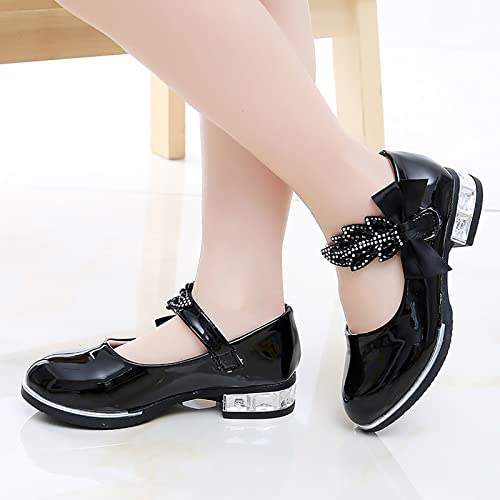 Toddler Princess Shoes,Little Girls Kids Low Heel Bowknot Princess Shoes Wedding School Party Dress Shoes 3-13 Years4
