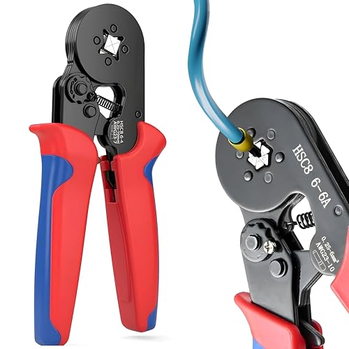 Image of COOLCOLD Ferrule Crimping Tool Kit AWG 23-7 | Self-Adjusting Ratchet Wire Crimper for Ferrule Terminals 0.25-10mm | Square Crimping Pliers for Electrical Wire Connectors Cable End Sleeves