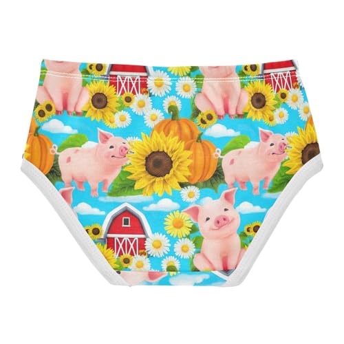 Cute Pigs Sunflowers Blue Girl Panties Cute Girls Underwear Toddler Cotton Aesthetic Kids Briefs Undies 2t2