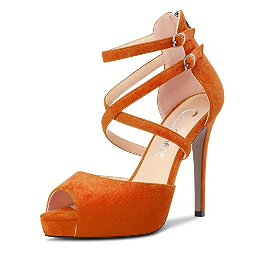 Castamere Women Stiletto High Heel Peep Open Toe Sandals Cross-Strap Two-Piece Buckle Wedding Office Party Sexy Shoes2
