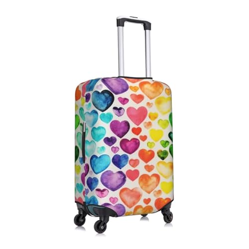 Rainbow Hearts Print Luggage Suitcase Covers Elastic Washable Luggage Protector Luggage Covers For Suitcase3
