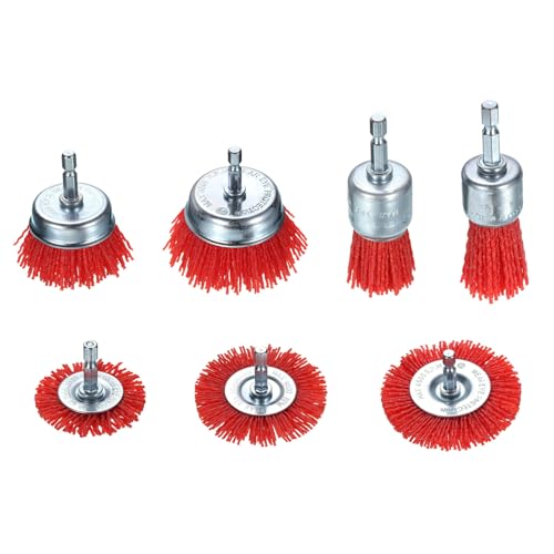 Image of HARFINGTON 7pcs Nylon Filament Wire Wheel Cup Brush for Drill, Abrasive Brushes Set with 1 /4 inch Hex Shank, 1 inch,1 1 /6 inch,2 inch,2.56 inch,3 inch, Used for Rust /Corrosion /Paint Removal and Scrub Surface