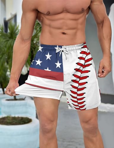 Partrest Mens Swim Trunks with Compression Liner 7" Stretch Beach Shorts Quick Dry Swimsuit Trunks Board Shorts2