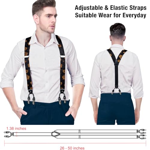 Image of DiBanGu Paisley Bow Tie and Supenders for Men Tuxedo Heavy Duty 6 Clips Suspender Adjustable Y-Shape Mens Trouser Braces