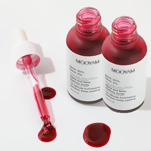 Peeling Solution AHA 30% + BHA 2%, Exfoliating Facial Serum with Glycolic Acid, Chemical Peel for Face At Home, Skin Peeling Gel for Dark Spots, Wrinkles, Fine Lines, 1.0 FL OZ (2PSC)