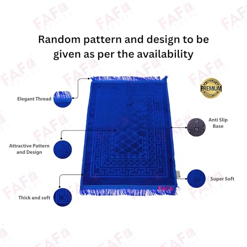 Image of Modern Premium Janamaz Prayer Mat Musalla Soft Velvet Mat For Salah Musallah And Namaz, 20 Cm, 10, Blue, Rectangular